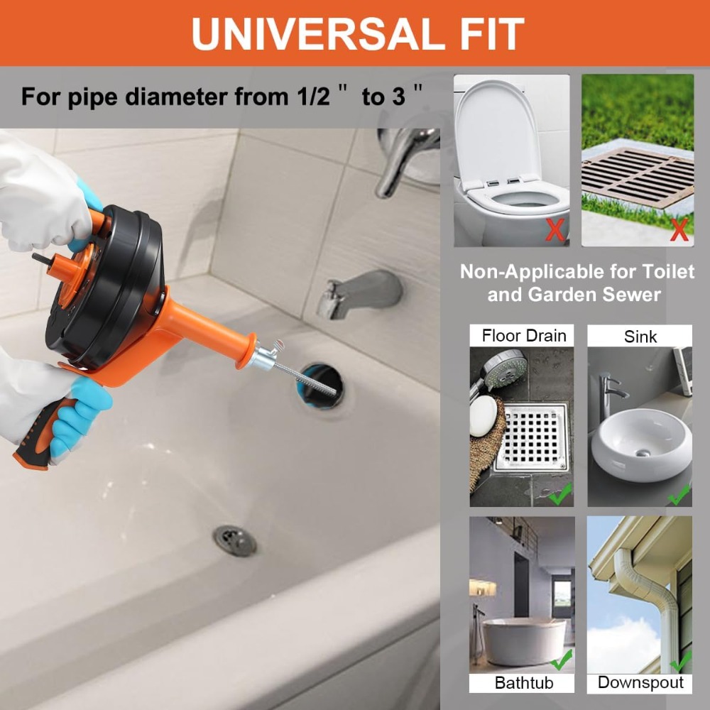 Drain Auger Clog Remover with  - مراجعة Drain Snake Flexible وسعره