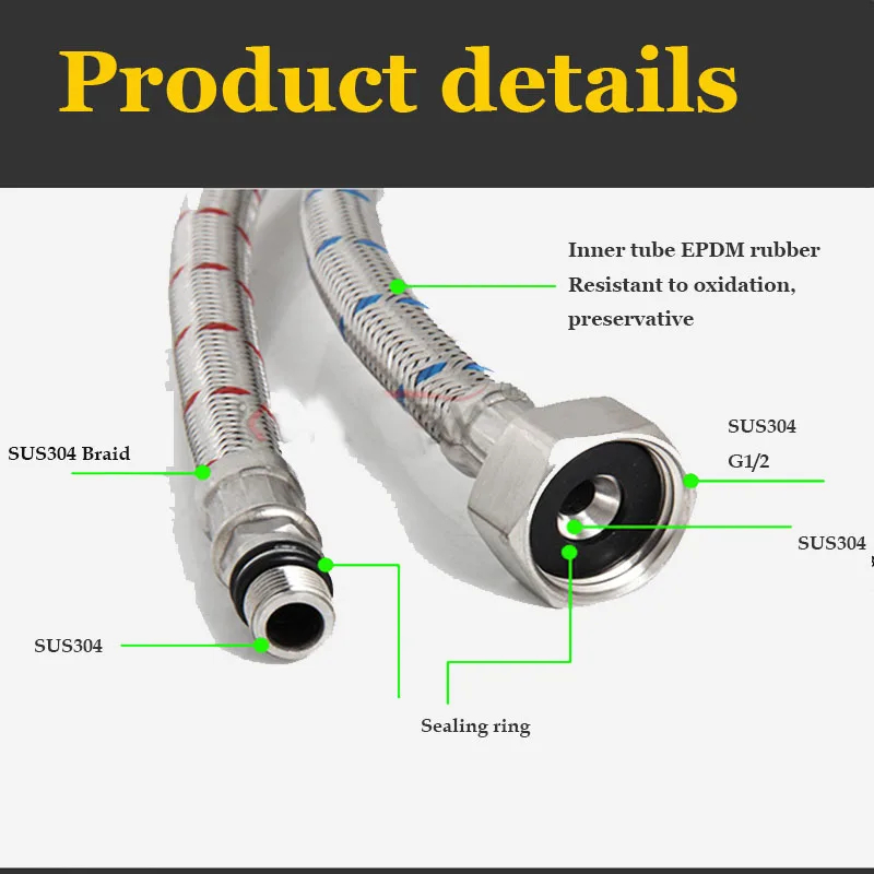 2 Pack 60cm Stainless Steel Ho - مراجعة Flexible Hose Braided وسعره