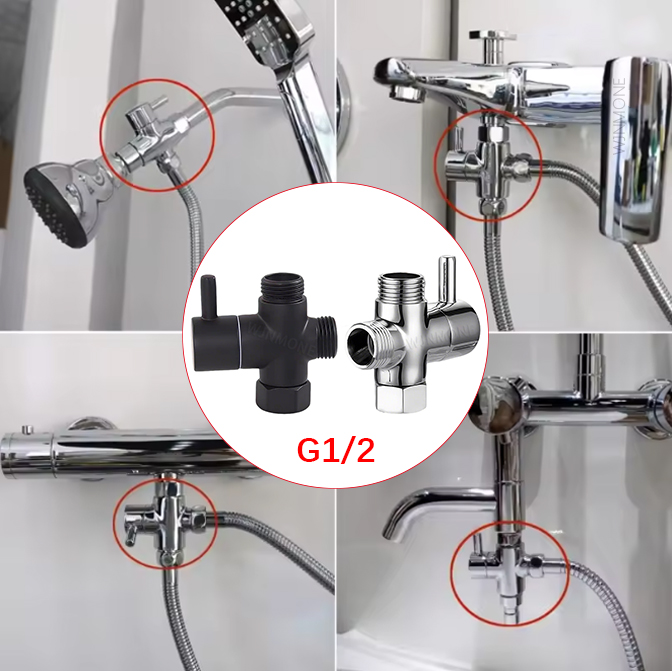 Black Silver 3 Way T-Adapter D - مراجعة Shower Valve Cartridge وسعره
